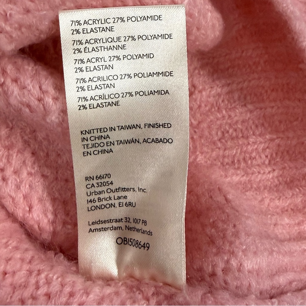 Bobble Knit Cropped Free People Blush Pink Turtleneck Sweater Size S Small - Picture 9 of 9